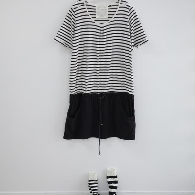 Stripe cargo layerd one-piece