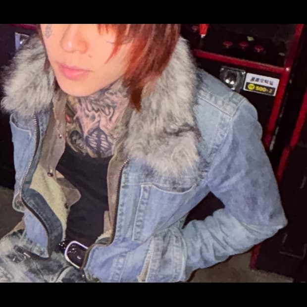 Silver fur trim denim jacket