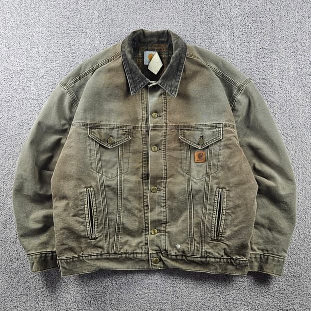 8~90's USA 칼하트J100덕캔버스 트러커 자켓 (XL)/10920