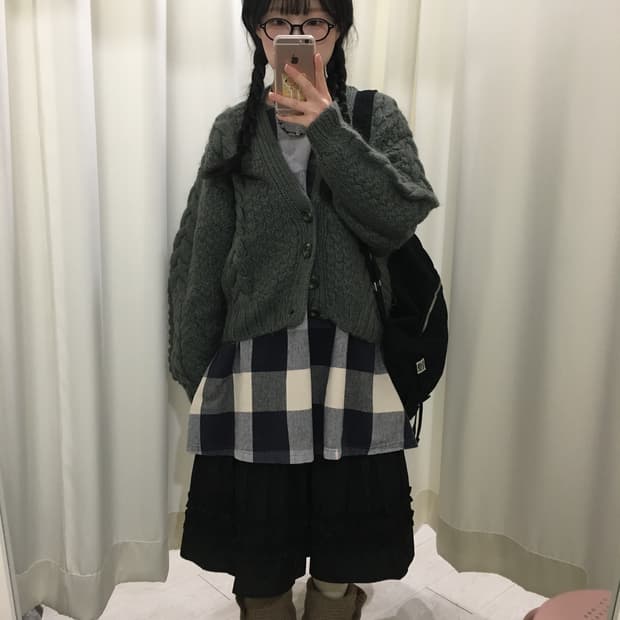 그리너리 도톰 꽈배기 가디건