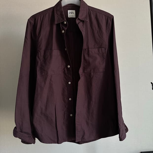 자라 셔츠 버건디 