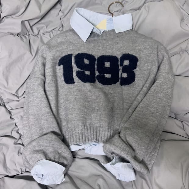 에이블리 분리가능 1993 넘버 셔츠 크롭 니트 세트