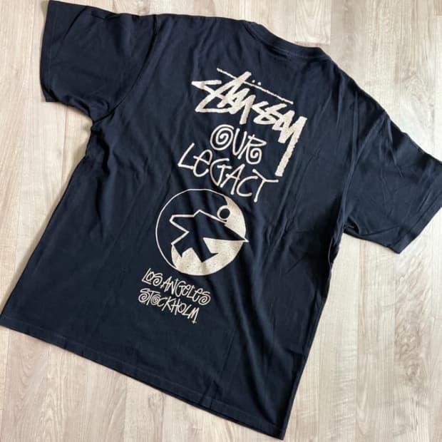 스투시 x 아워레가시 서프맨 피그먼트 다이드 티셔츠 블랙