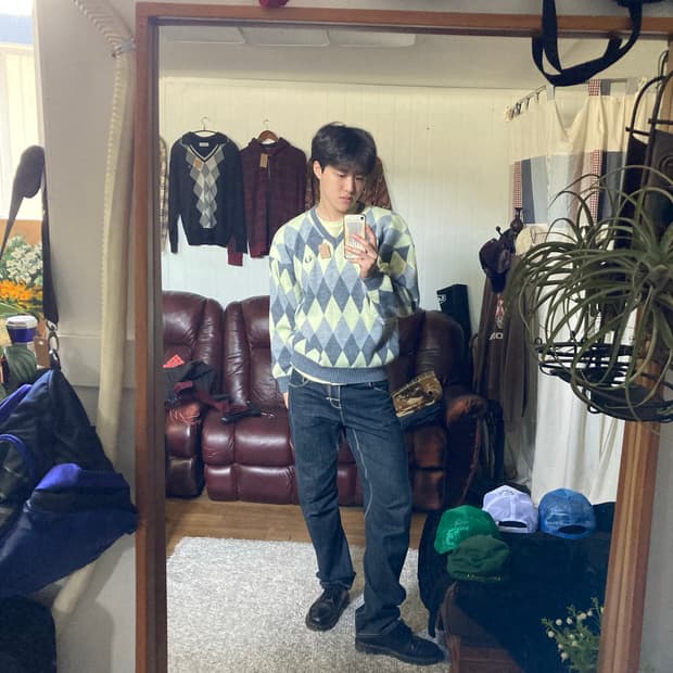 프레드페리 아가일 브이넥 니트