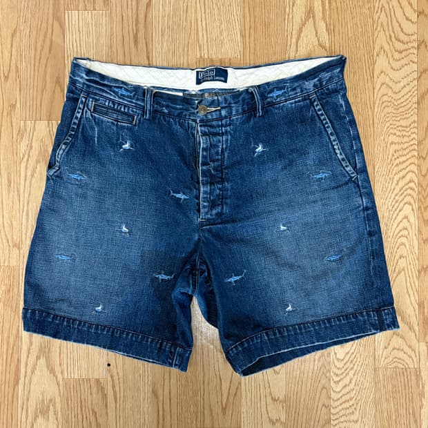 폴로 랄프로렌 상어 자수 데님 쇼츠