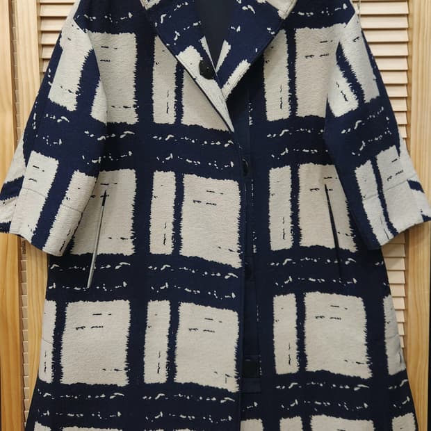 KUHO구호 붓터치패턴 7부소매 롱코트