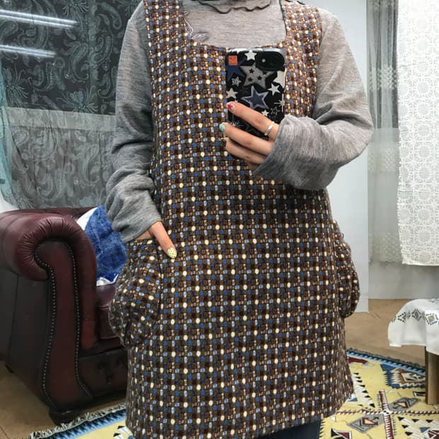 여성 패턴 민소매 모직 미니 원피스 