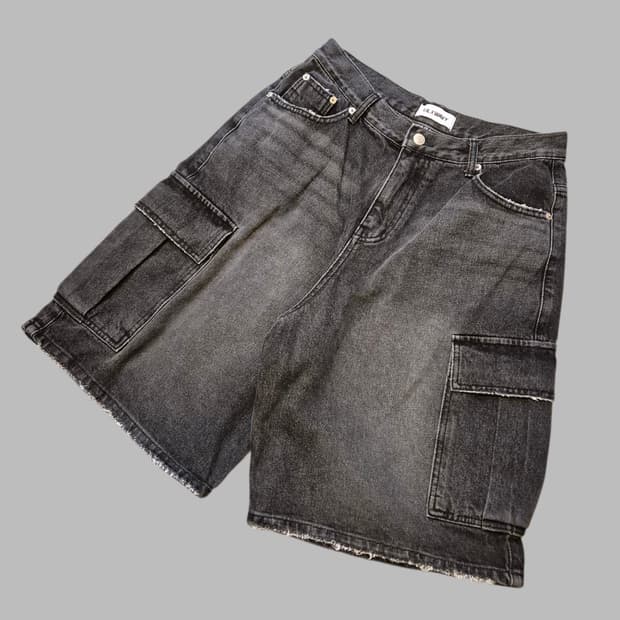 29~30인치 차콜 카고 데님반바지 