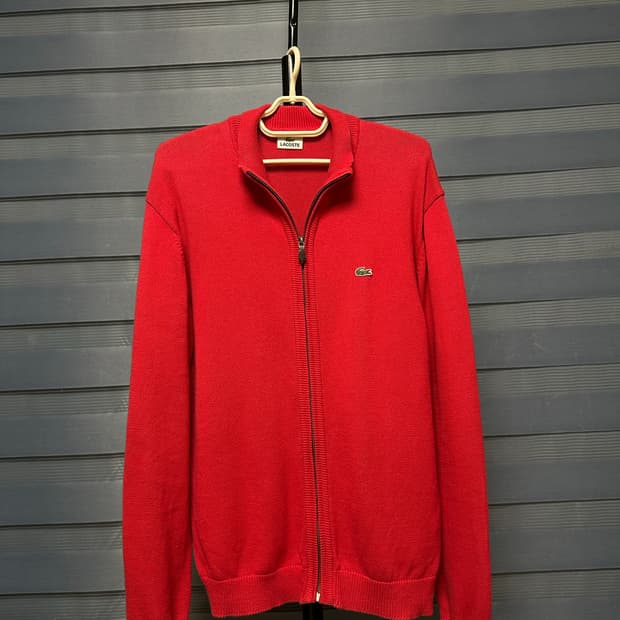 라코스테 레드 니트 집업 가디건 5사이즈 105
