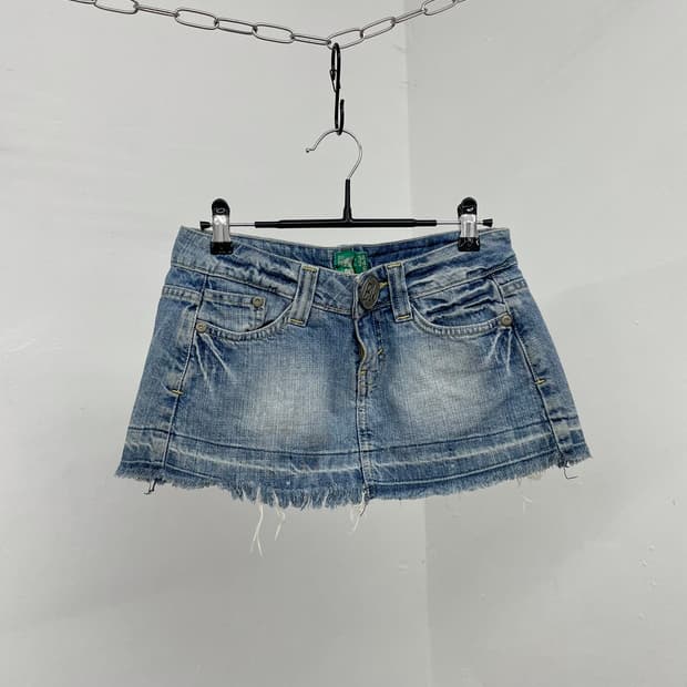 데님 워싱 마이크로 스커트