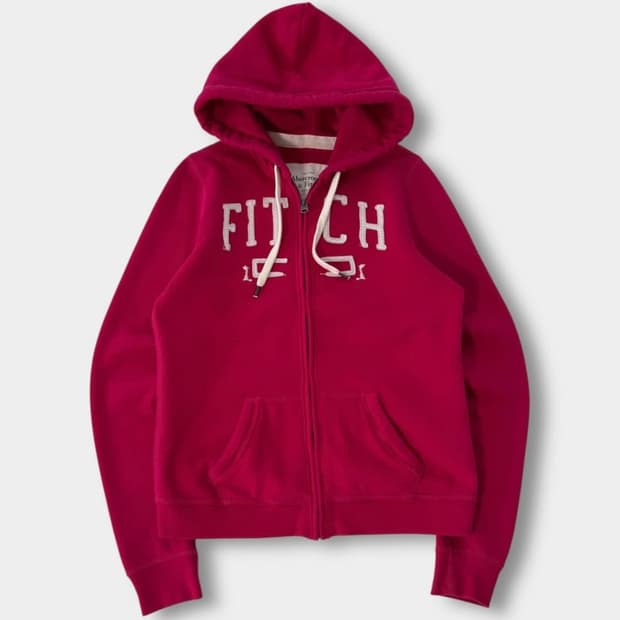 아베크롬비 빅로고 핑크 후드집업