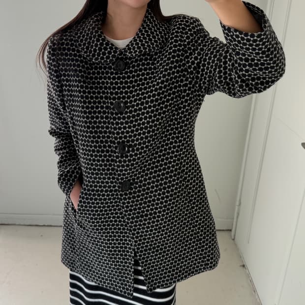 일본빈티지 도트 코트자켓