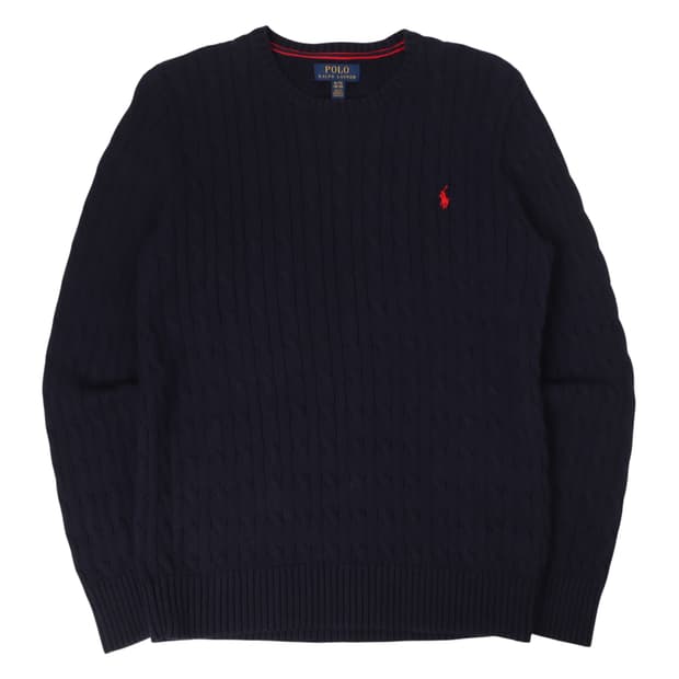 폴로 랄프로렌 네이비 코튼 케이블 니트
