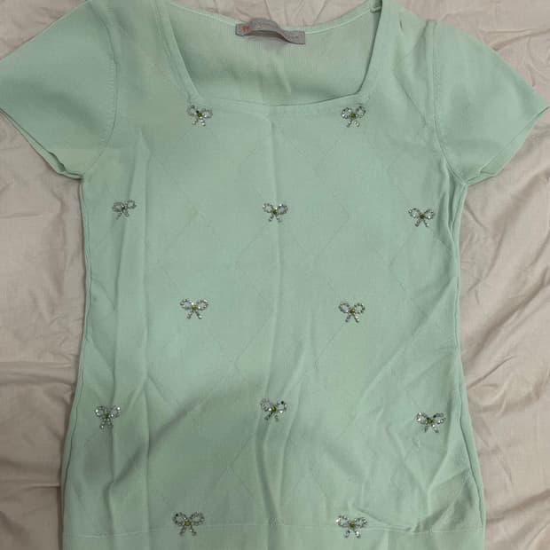 모리걸 히메갸루 아가일 민트 반팔