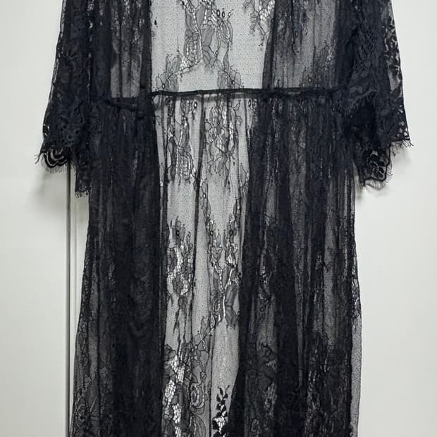 일본빈티지 고딕펑크 블랙시스루 로브 롱가디건