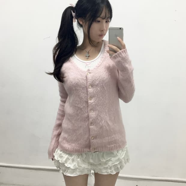 [JPN] 코디셋 ! 로맨틱갸루 핑크 도트 나시 가디건 코디셋