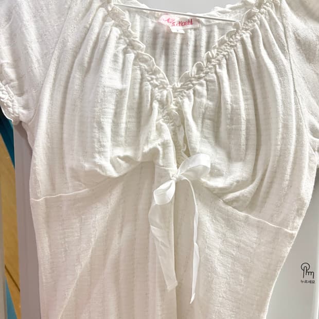 페어리깔 러블리 화이트 반팔 블라우스