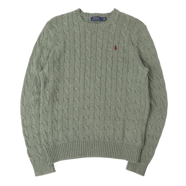 폴로 랄프로렌 그린 코튼 케이블 니트 스웨터