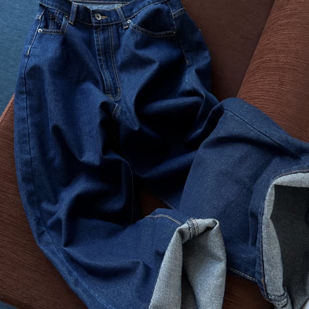 5pkt one washed wide denim pants