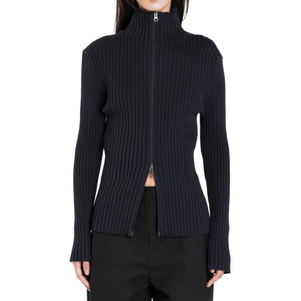 아모멘토 RIBBED HIGH NECK CARDIGAN