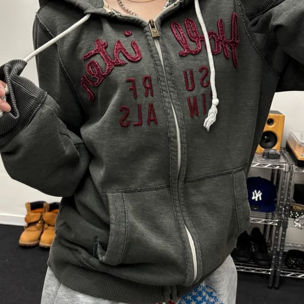 홀리스터 아치로고 카키 후드집업