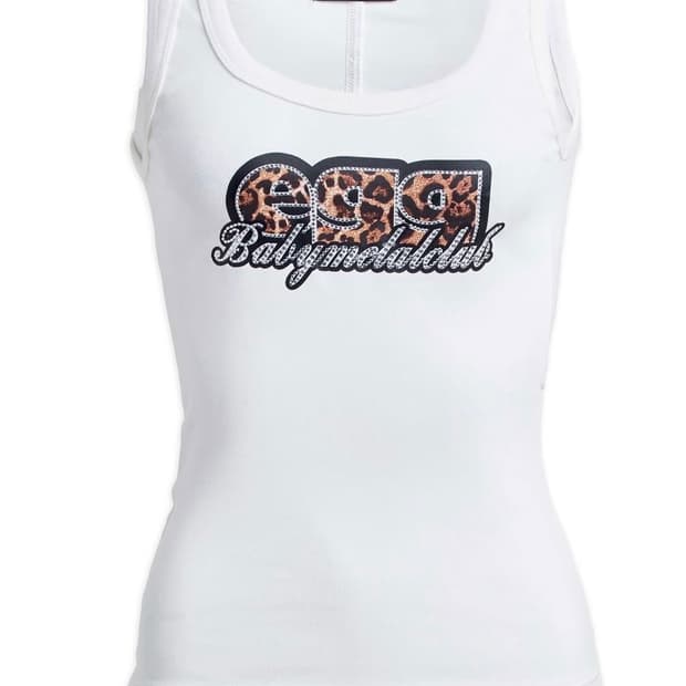 베이비메탈클럽 라인스톤 슬리브리스 탑 흰색