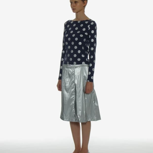 파르티멘토 우먼 도트 올 오버 프린티드 롱슬리브 티_퍼플