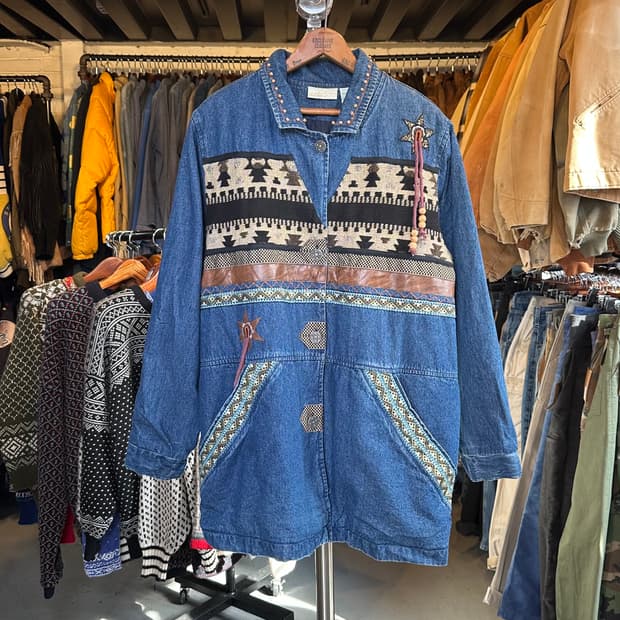 Unknown 오리엔탈 아즈텍 에스닉 데님 자켓