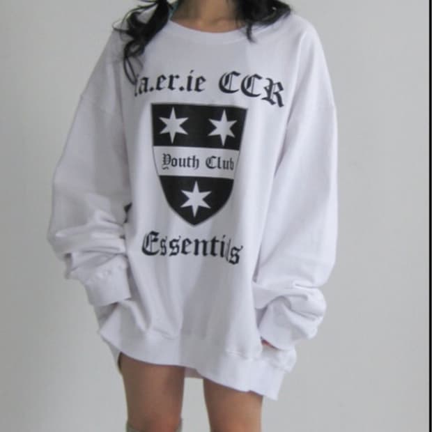 (교환)샵페어리 oversized college sweat(white)