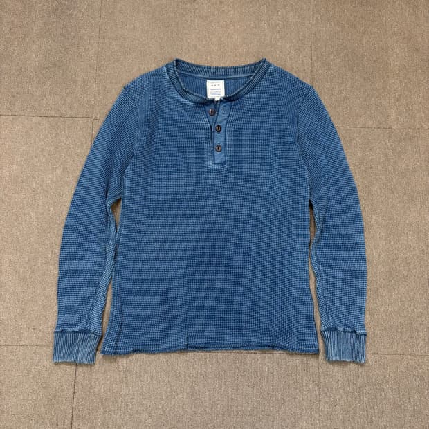 JEMORGAN 워싱 와플 헨리넥 롱슬리브 