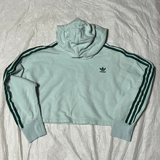 아디다스 크롭 후드티 민트그린 S
