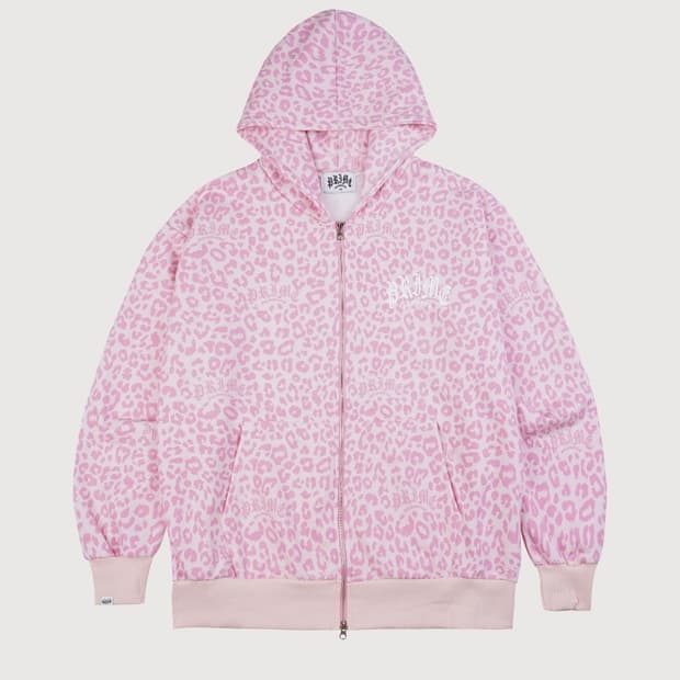 프라임멤버스 레오파드 핑크 후드집업