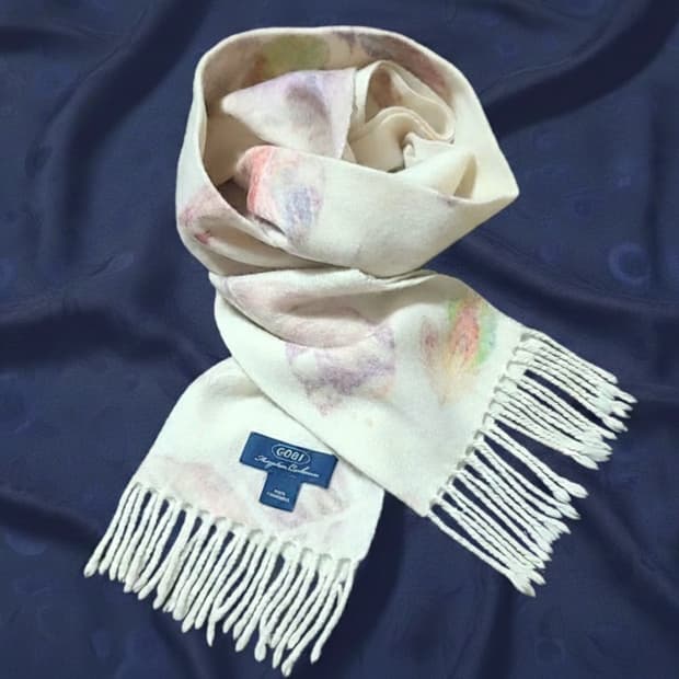 GOBI 몽골리안 캐시미어 파스텔톤 Leaf패턴 머플러