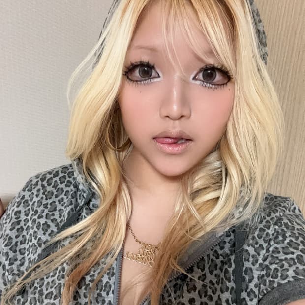 갸루 레오파드 호피 쿠마미미 동물귀 반팔 후드집업 그레이 히메