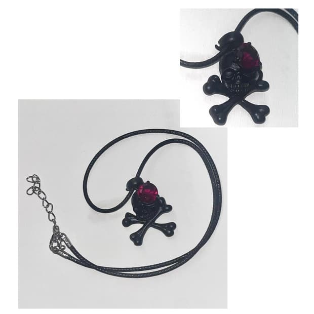 갸루 펑크 고스 고딕 해골 스컬 스톤 블랙 목걸이 그런지 뼈다귀 나나