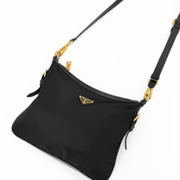 프라다 테수토 나일론 사피아노 트리밍 크로스백