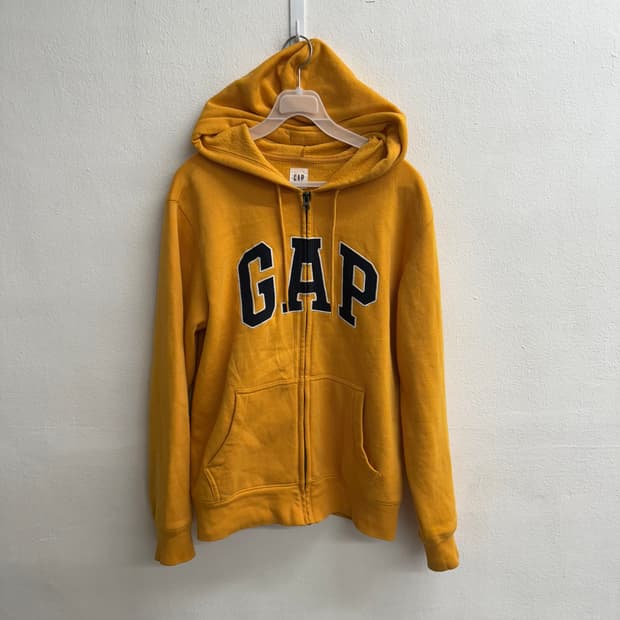 Gap 갭 로고 옐로 기모 후드 집업 S