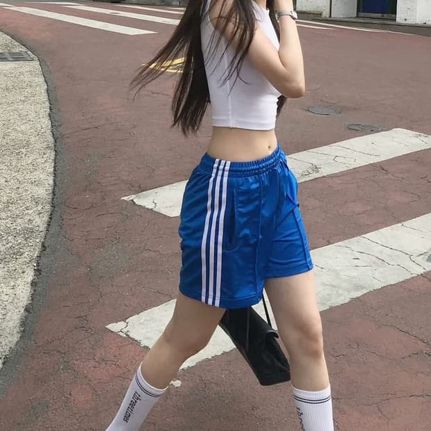 아디다스 여성 파이어버드 숏츠 블루 