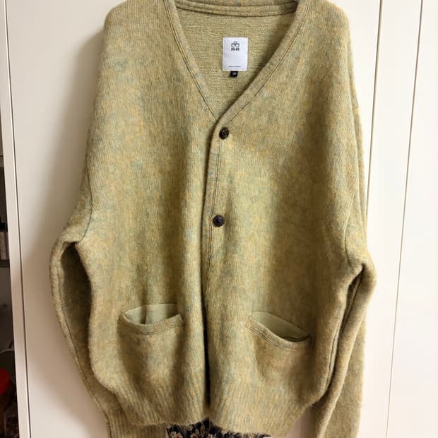 폴리테루 모헤어가디건 옐로우그린 3