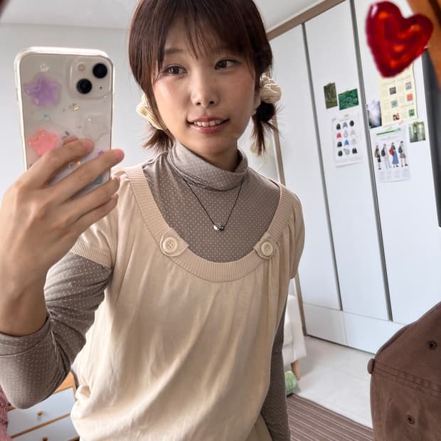 빈티지 단추 니트 아오이유우룩