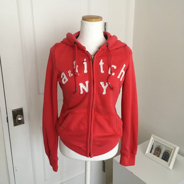 아베크롬비 y2k 레드 후드집업