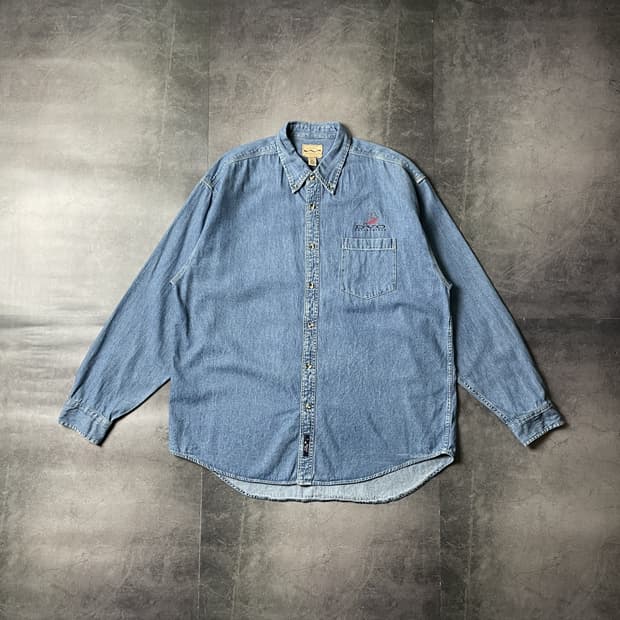 PORT AUTHORITY 빈티지 데님 코튼 셔츠 A00534
