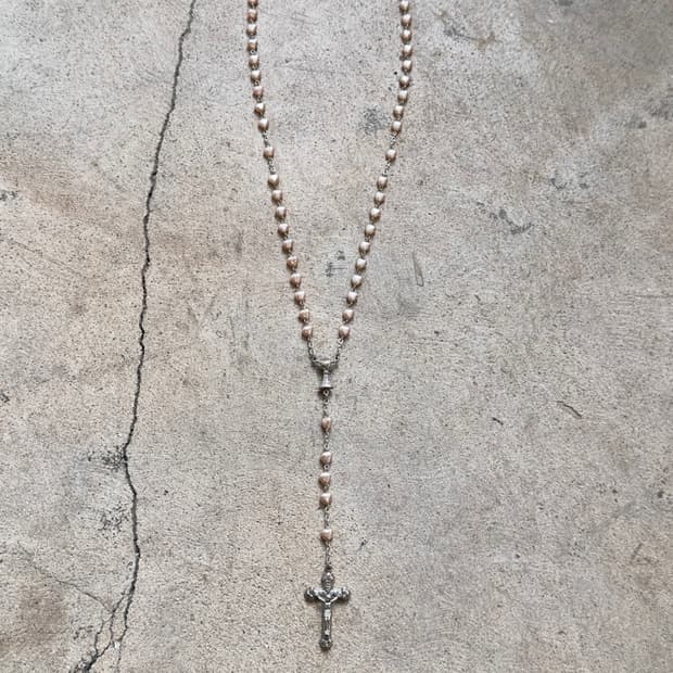 00s 핀터레스트 베이비 핑크 하트 친구 가톨릭 로사리오 목걸이