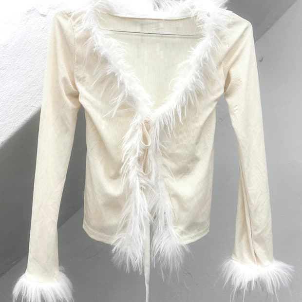 Ivory fur cardigan