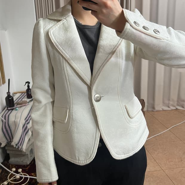 빈티지 여성 플라워패턴 원버튼 블레이저 자켓