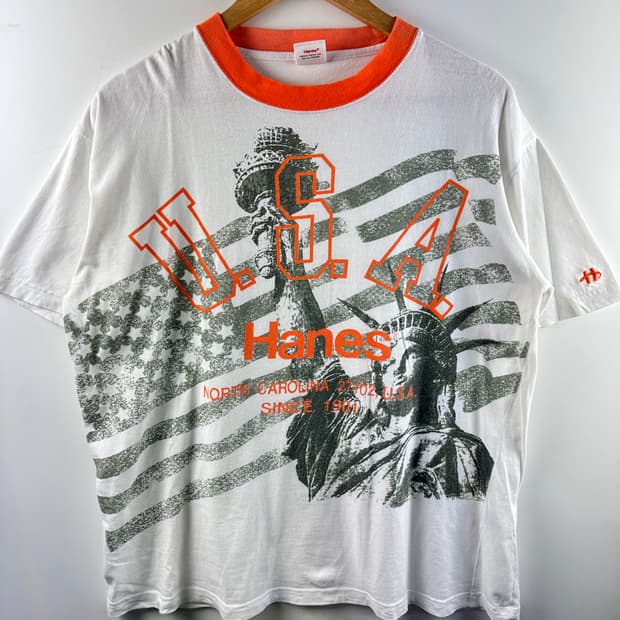 HANES 성조기 링거티셔츠2126