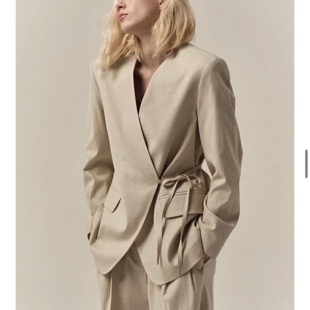 토보드 린넨 노카라 자켓