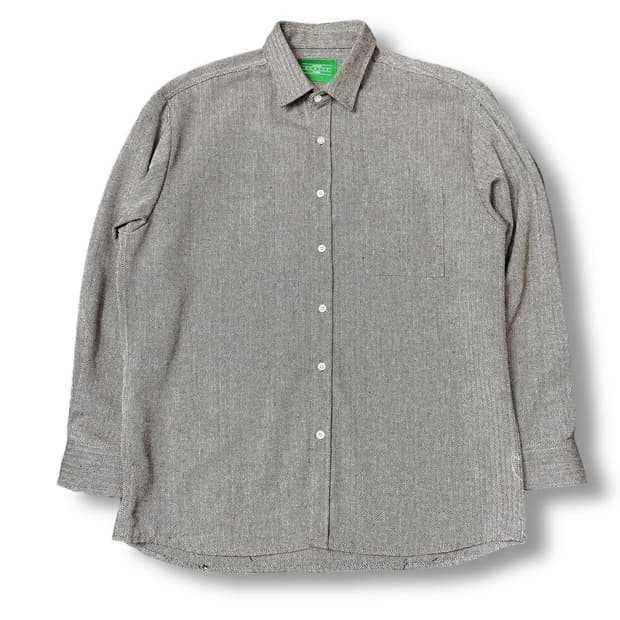 빈티지 핸드메이드 헤링본 원포켓 긴팔 셔츠