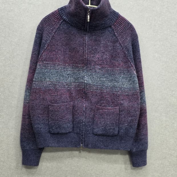 믹스 그라데이션 집업 니트 가디건