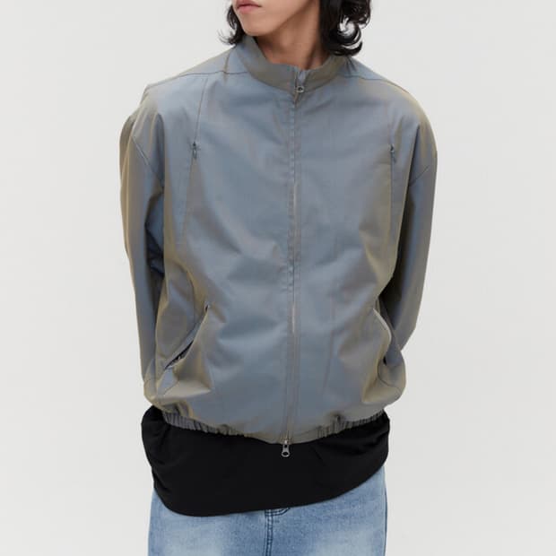 [새상품] 르마드 투톤 로우컷 밴딩 숏 자켓 그레이쉬 블루